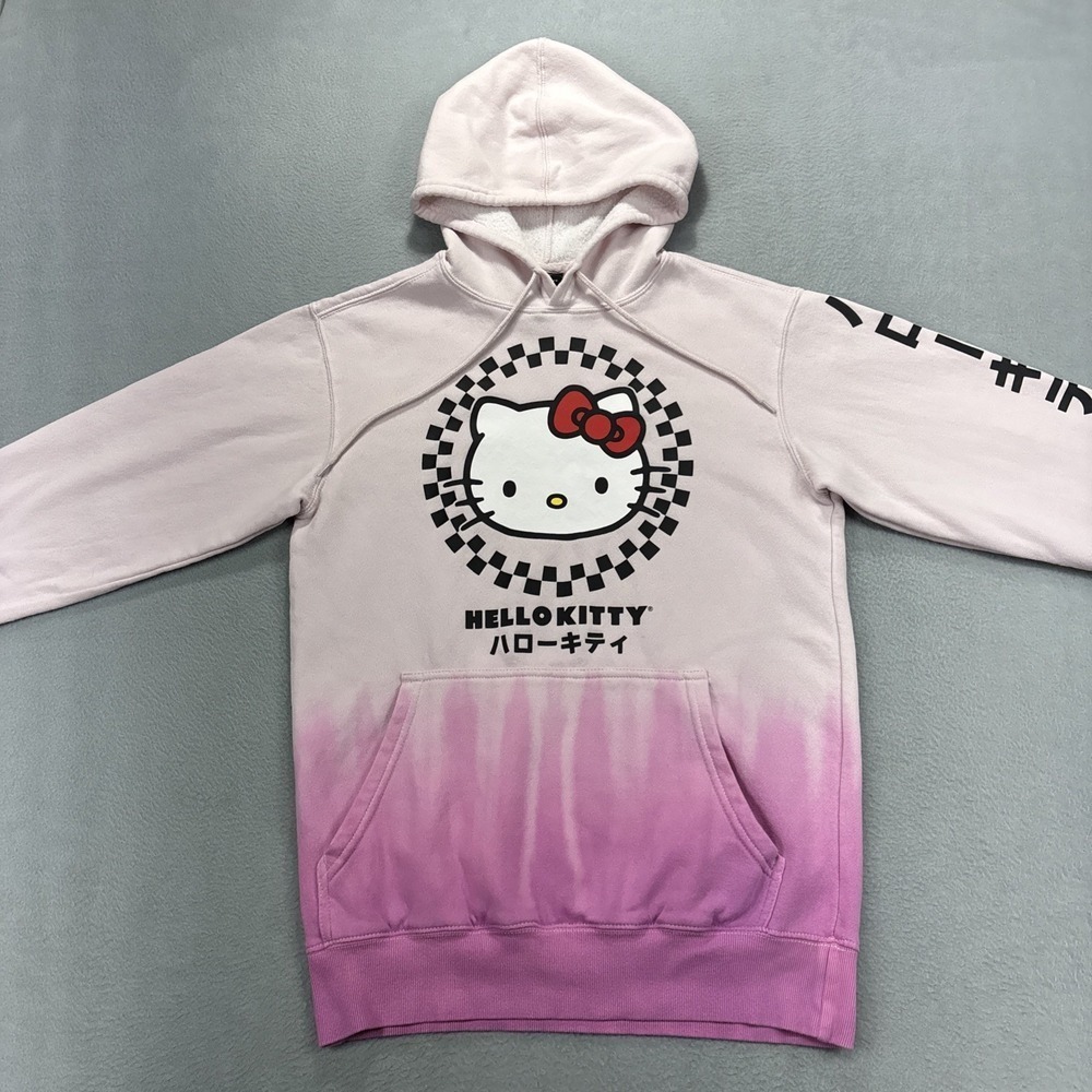 Sanrio Hello Kitty‎ Hoodie Women Small Pink Drip Tie Dye Pullover Sweatshirt - Picture 3 of 10